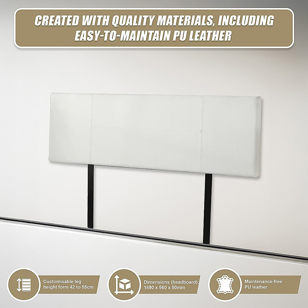 King Size | PU Leather Bed Headboard Bedhead (White)
