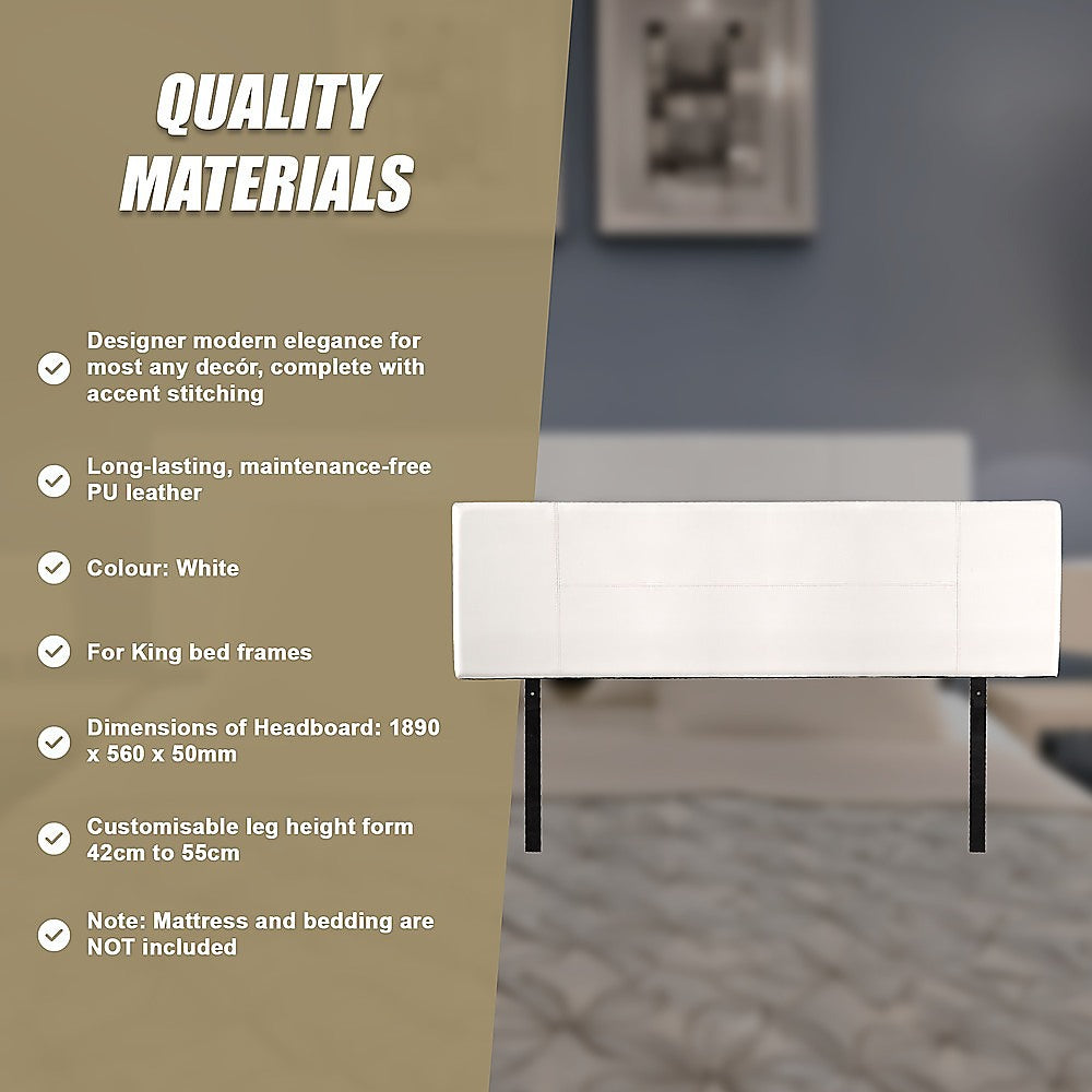 King Size | PU Leather Bed Headboard Bedhead (White)