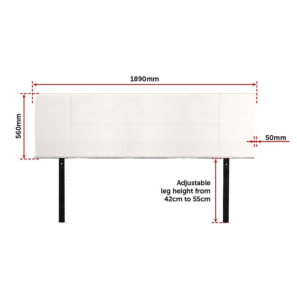 King Size | PU Leather Bed Headboard Bedhead (White)