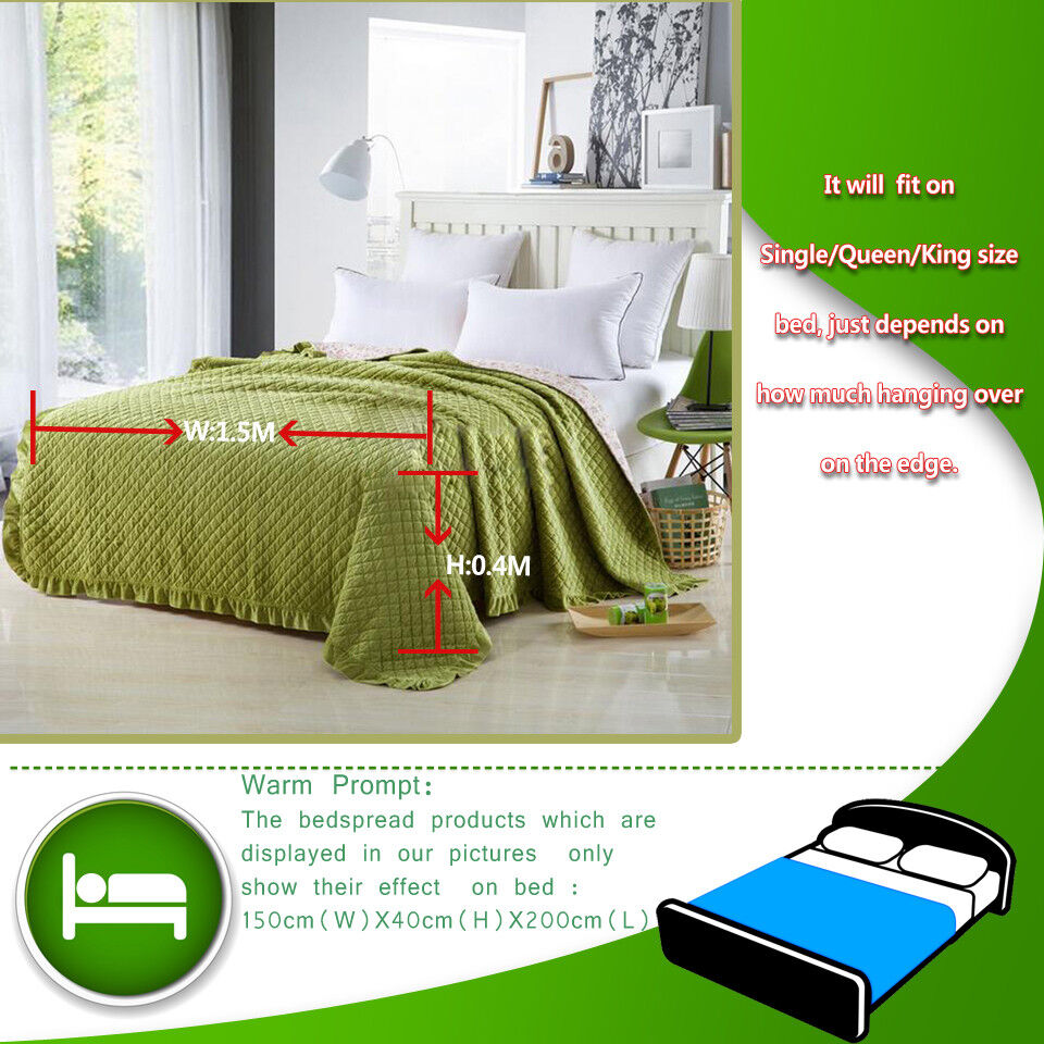 Embroidered Regal Lily Pattern 3 Pc Bedspread & Pillow Cover Set in green, shown on bed with white pillows in bedroom setting
