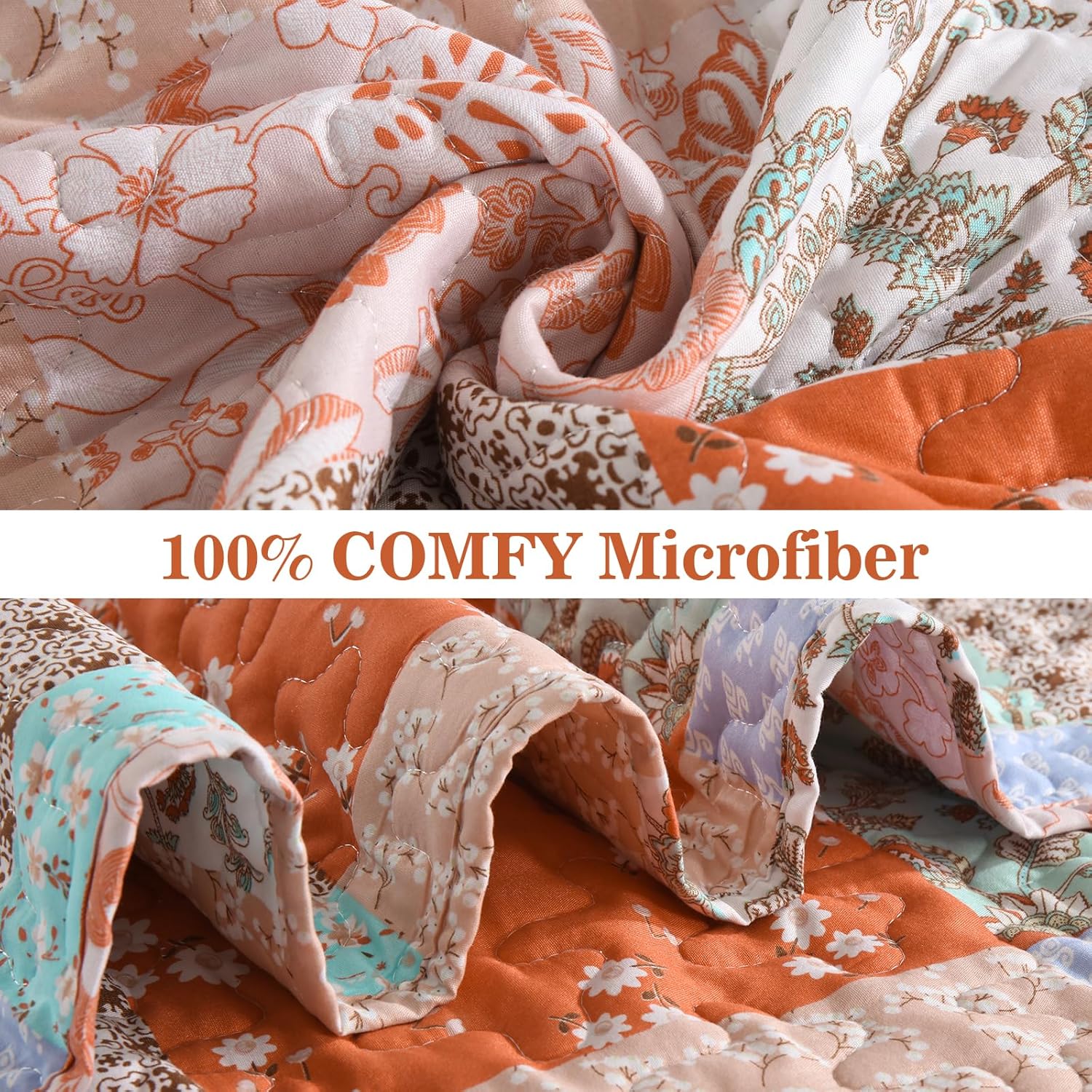Close-up of Delicate Lace Blossom Soft 3 Pc Bedspread & Pillow Cover Set showing quilted microfiber fabric and floral pattern