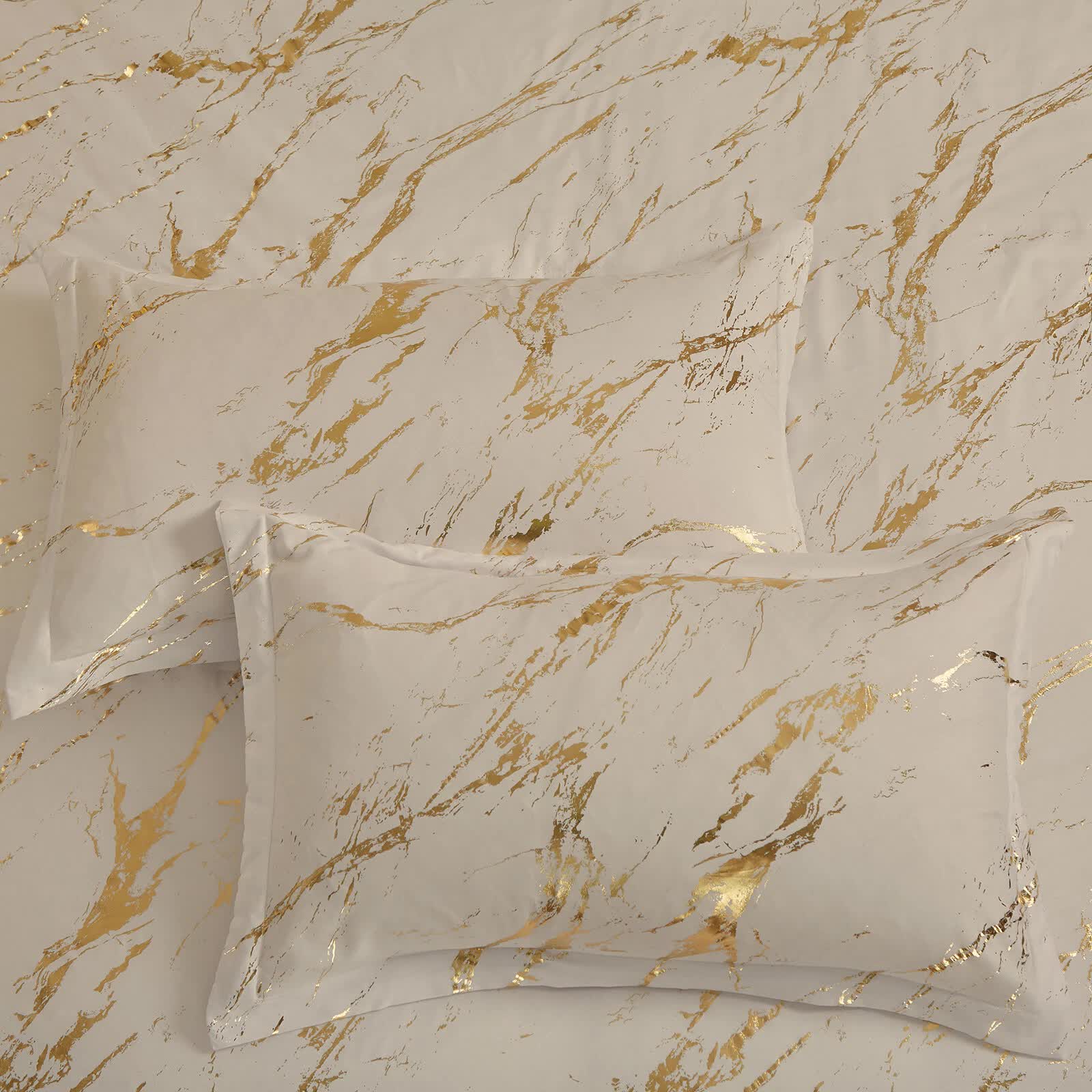 Coastal Drift apricot Comforter Bundle – Breezy 3‑Piece Bedding with apricot and gold marble design pillowcases and comforter