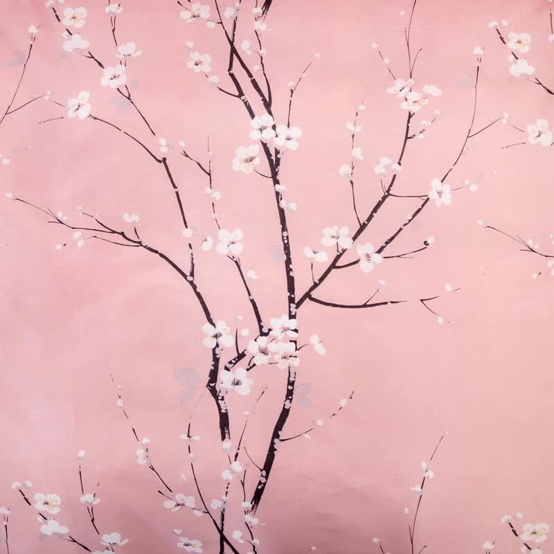 Close-up of Warm Haven Marbled Bedding – 3‑Piece Comforter & Sham Set featuring pink floral branch pattern for bedroom furniture.