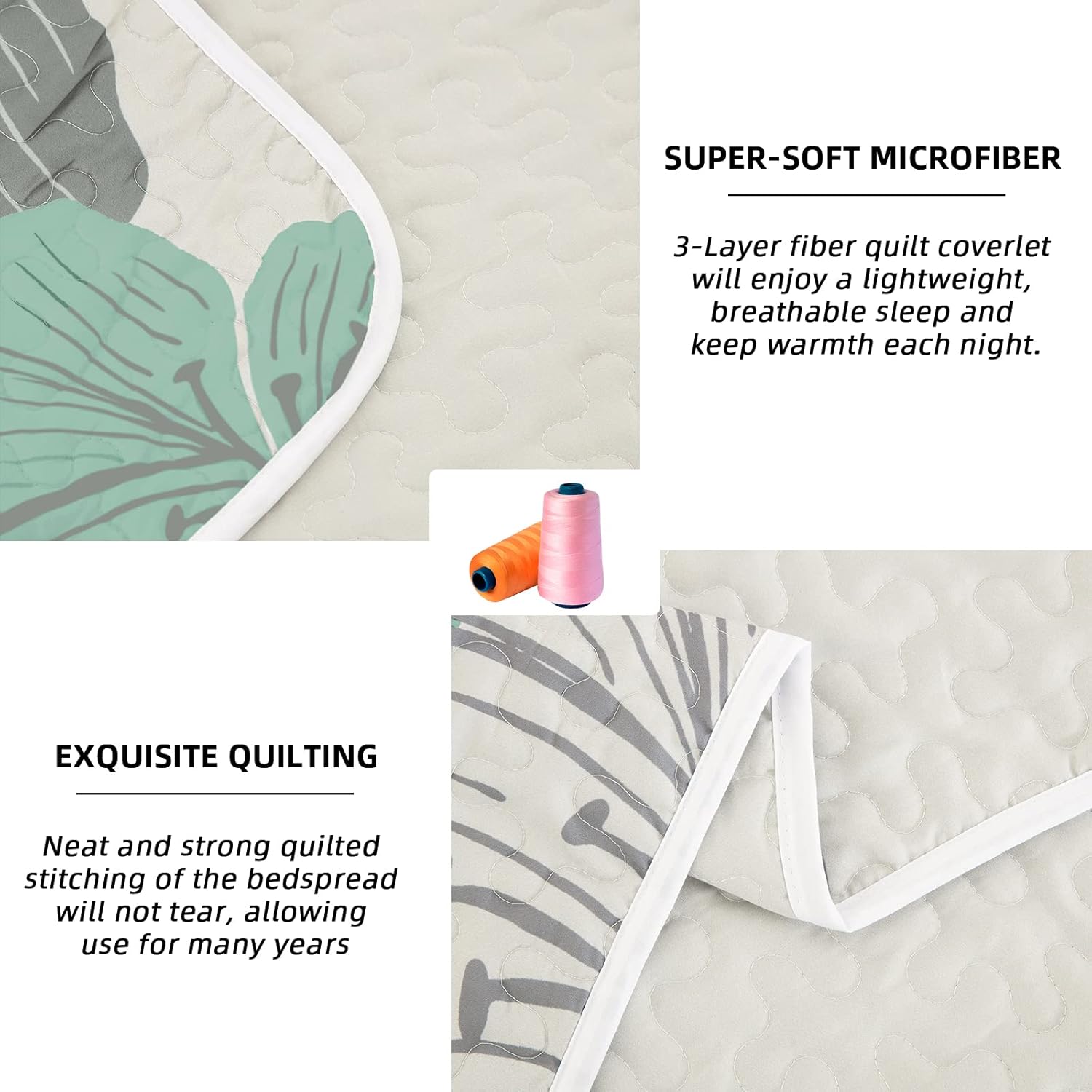 Radiant Quilted Coverlet and Pillowcases Set: Envelop Your Bed in Elegance - Queen size with soft microfiber and detailed quilting