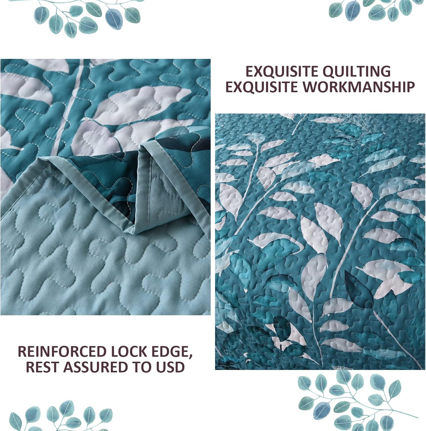 Decadent Quilted Coverlet and Pillowcases Set: Experience Supreme Comfort - Queen size with detailed quilting and reinforced edges