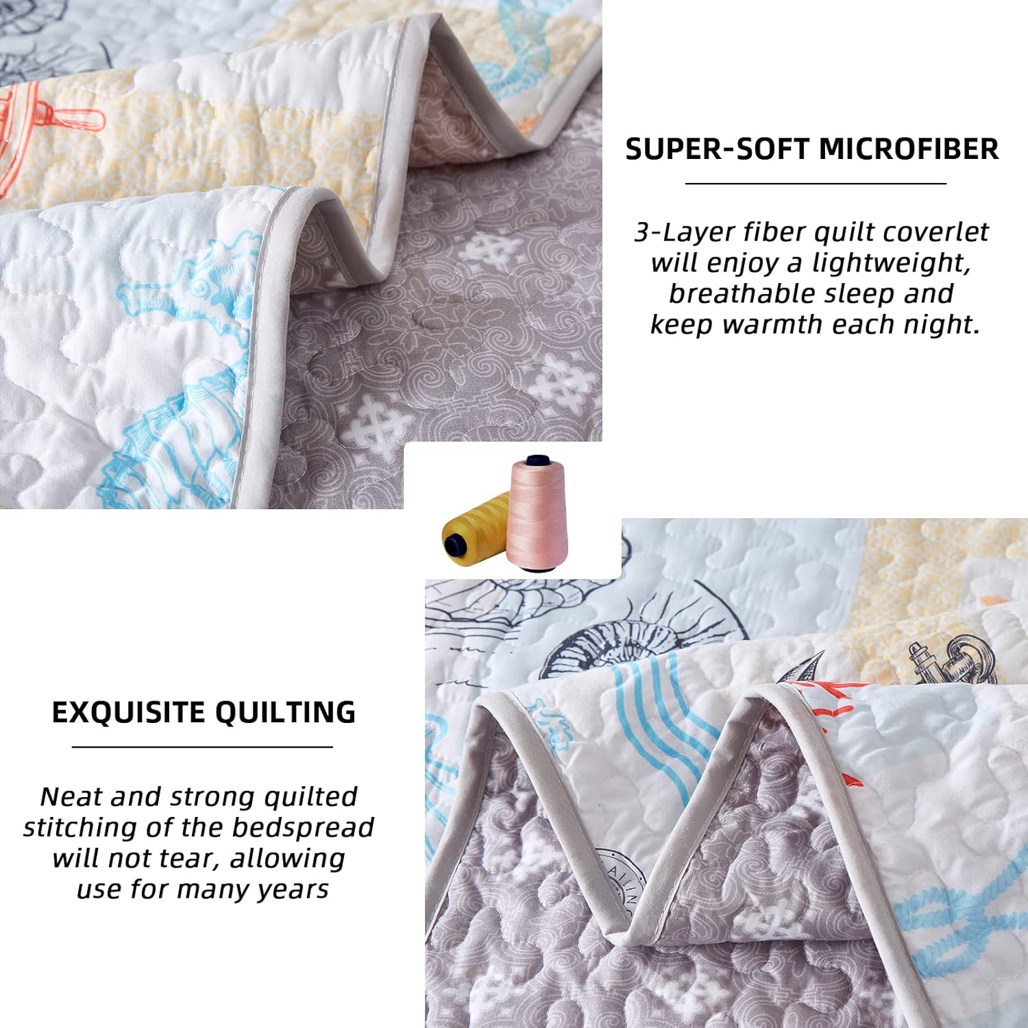 Decorative Quilted coverlet and pillowcovers set: Enhance Your Home Decor - Queen size with soft microfiber and detailed stitching