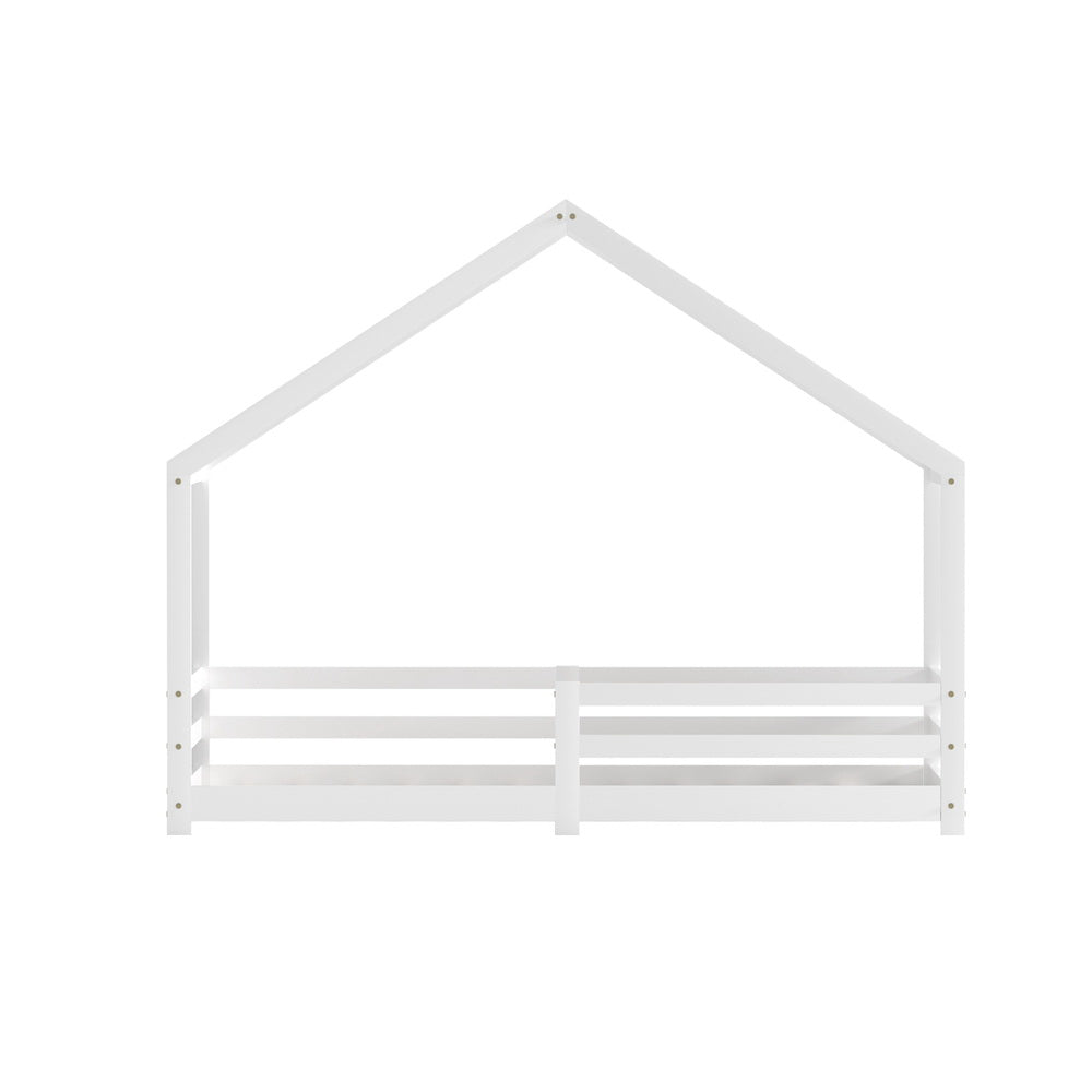 Amos House Shaped Single Wooden Bed Frame White