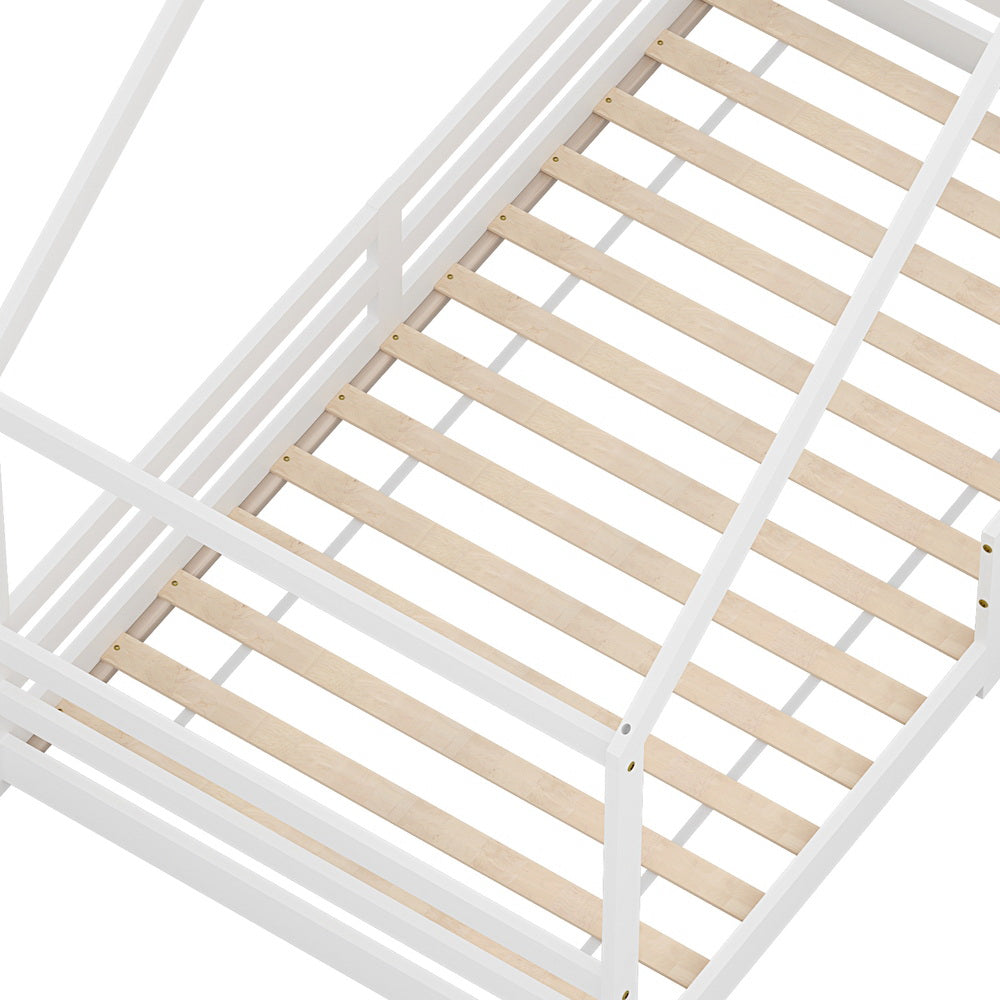 Amos House Shaped Single Wooden Bed Frame White