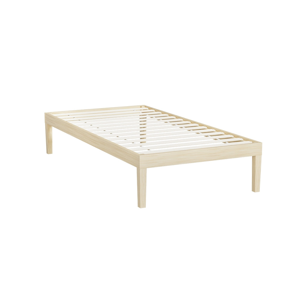 Single Package | Bruno Minimalist Solid Pinewood Bed Frame & Bonita Pillow Top Mattress (Medium Firm)