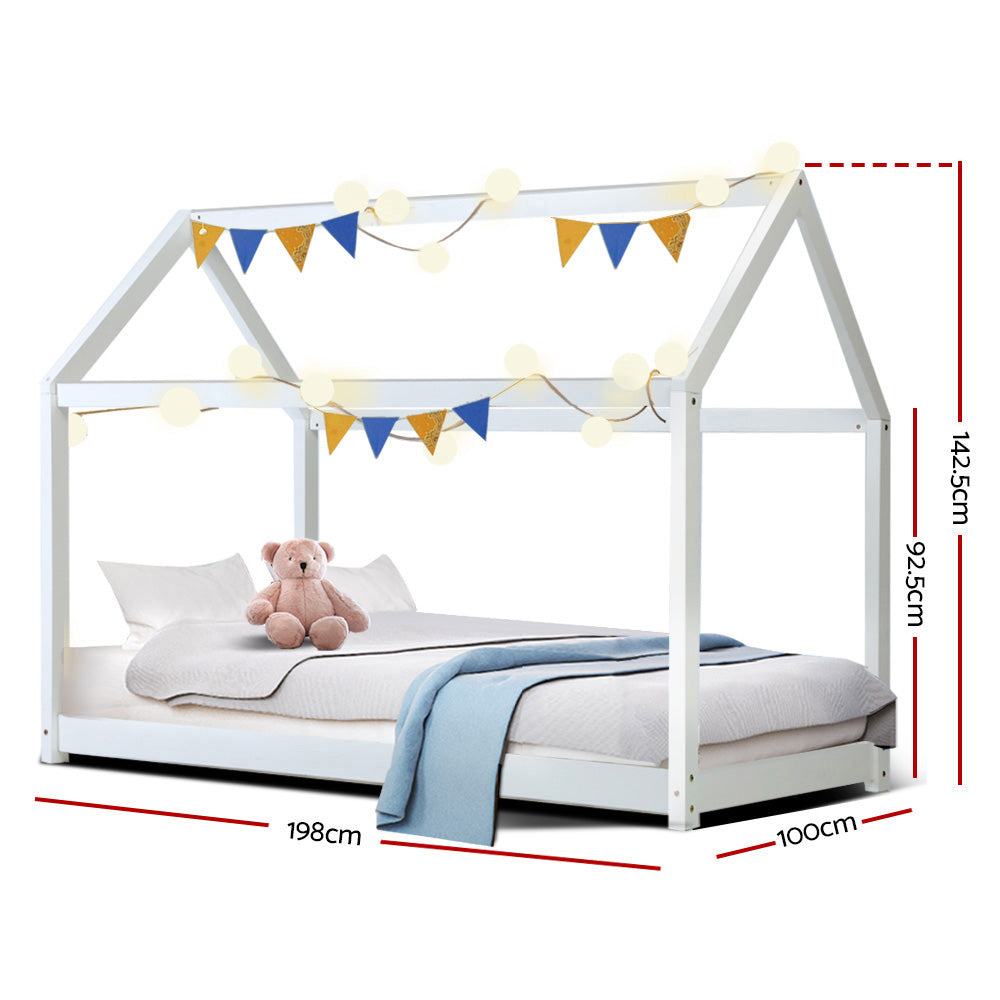 Kids Casa Wooden Single Bed Frame White