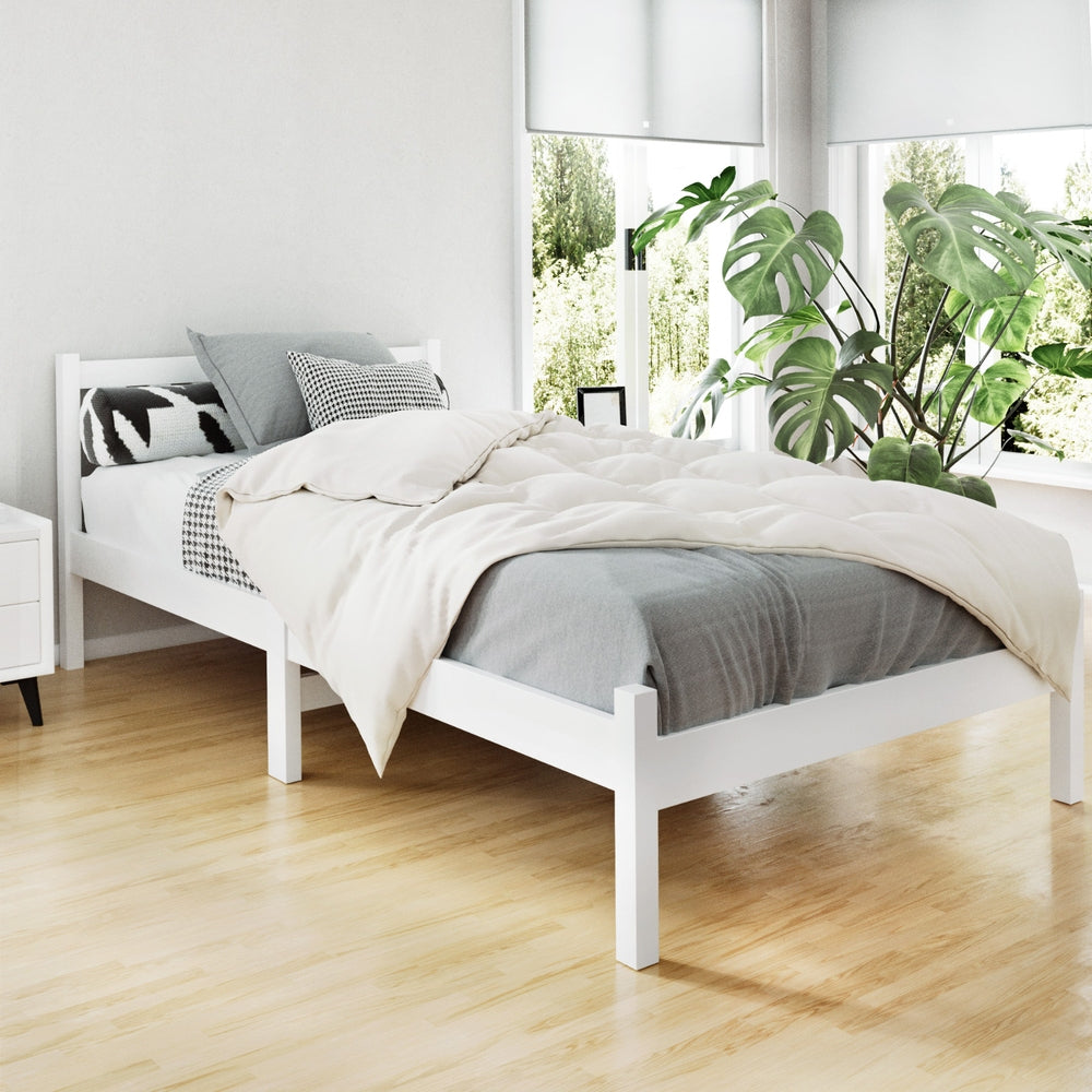 Whitehaven Wooden King Single Bed Frame White