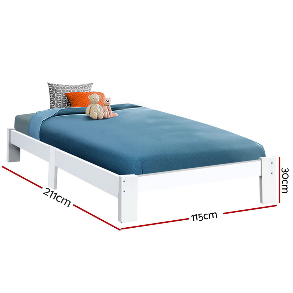 Fairy Wooden King Single Bed Frame White