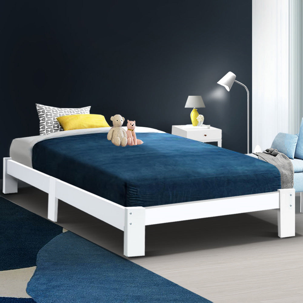 Fairy Wooden Single Bed Frame White