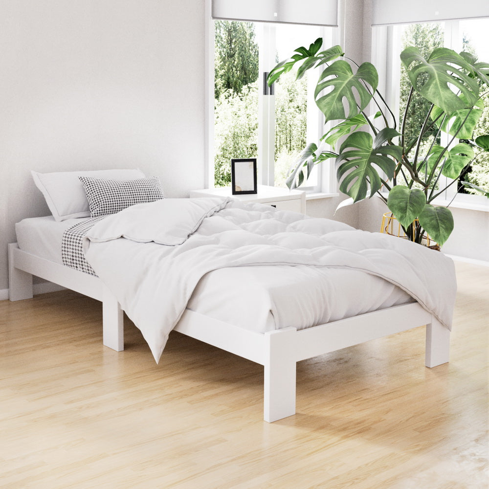 Fairy Wooden Single Bed Frame White