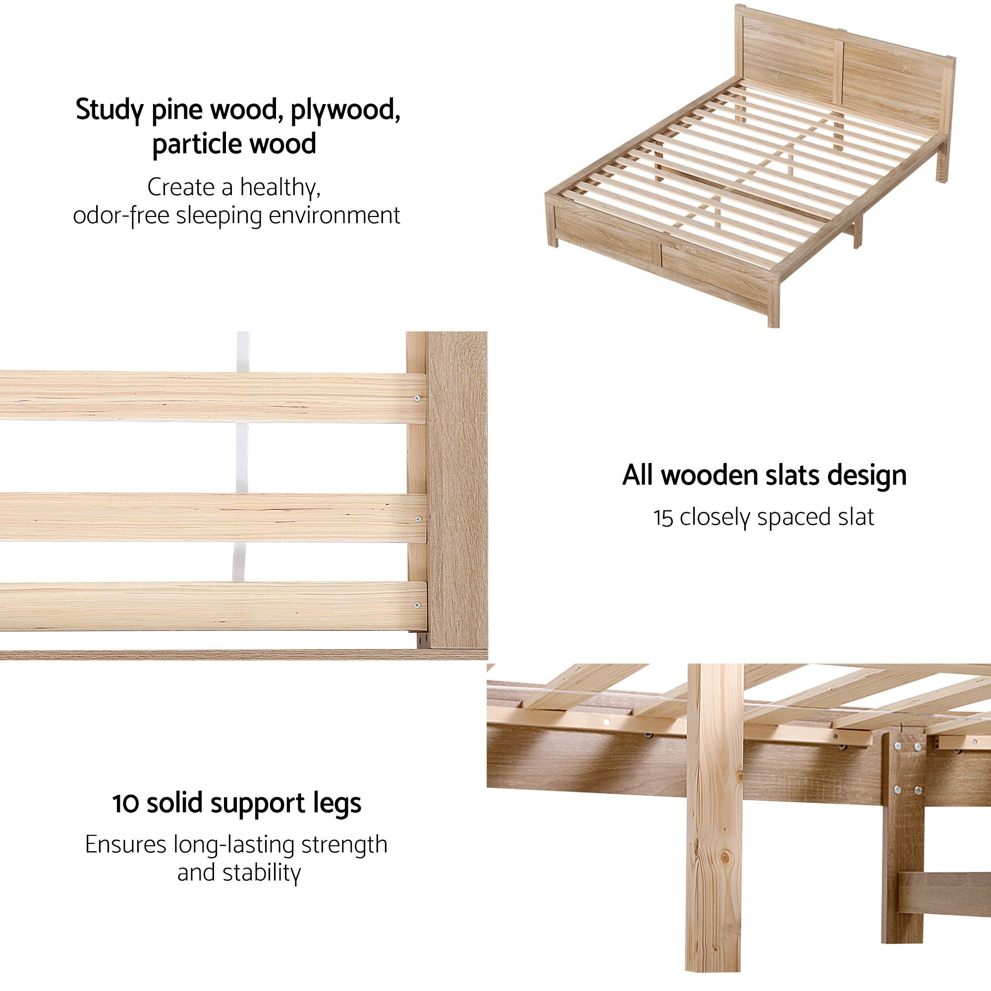 Double Bed Frame with 2 Drawers Bedroom Furniture