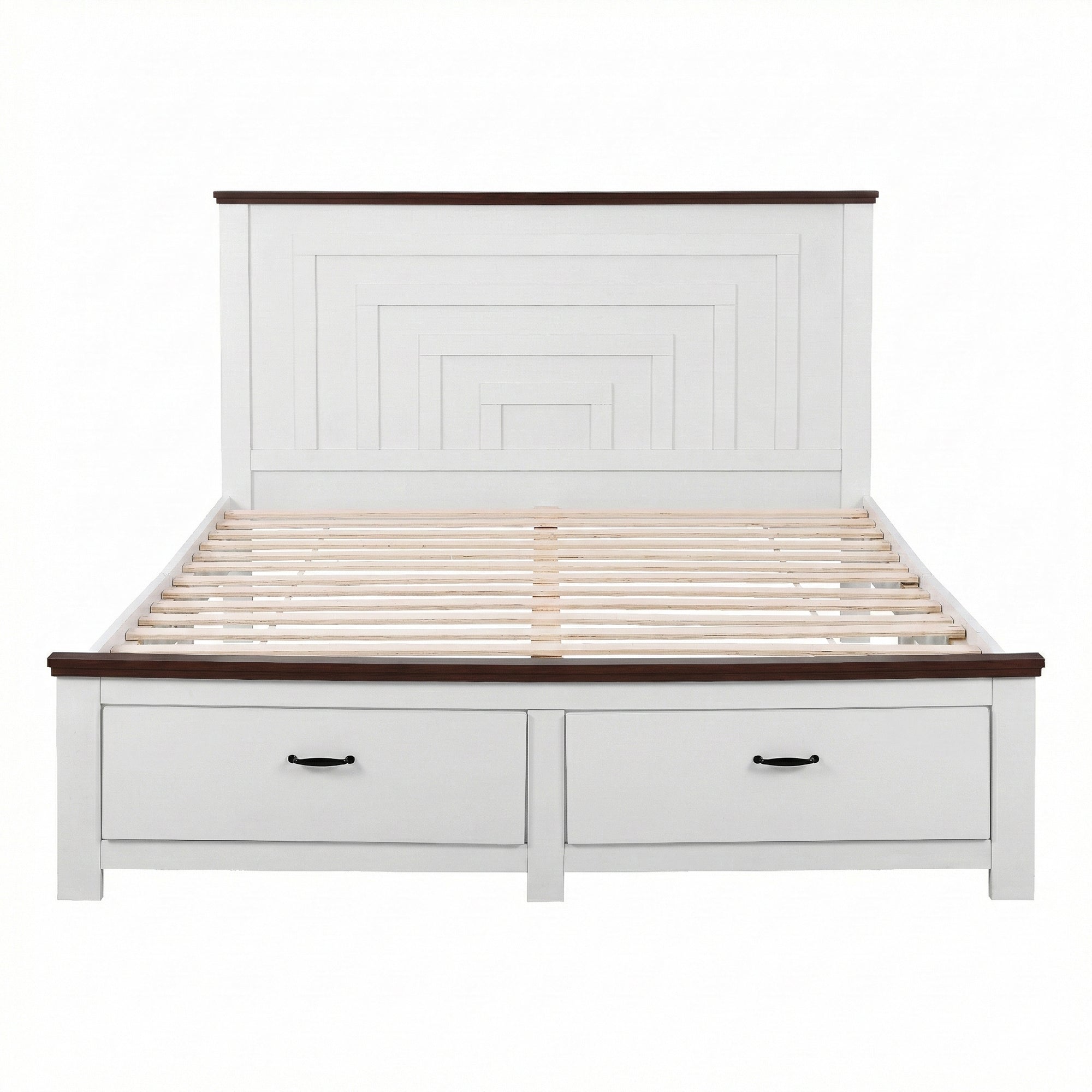 Rawson Double Bed Frame with Storage Drawers and Tall Headboard - White