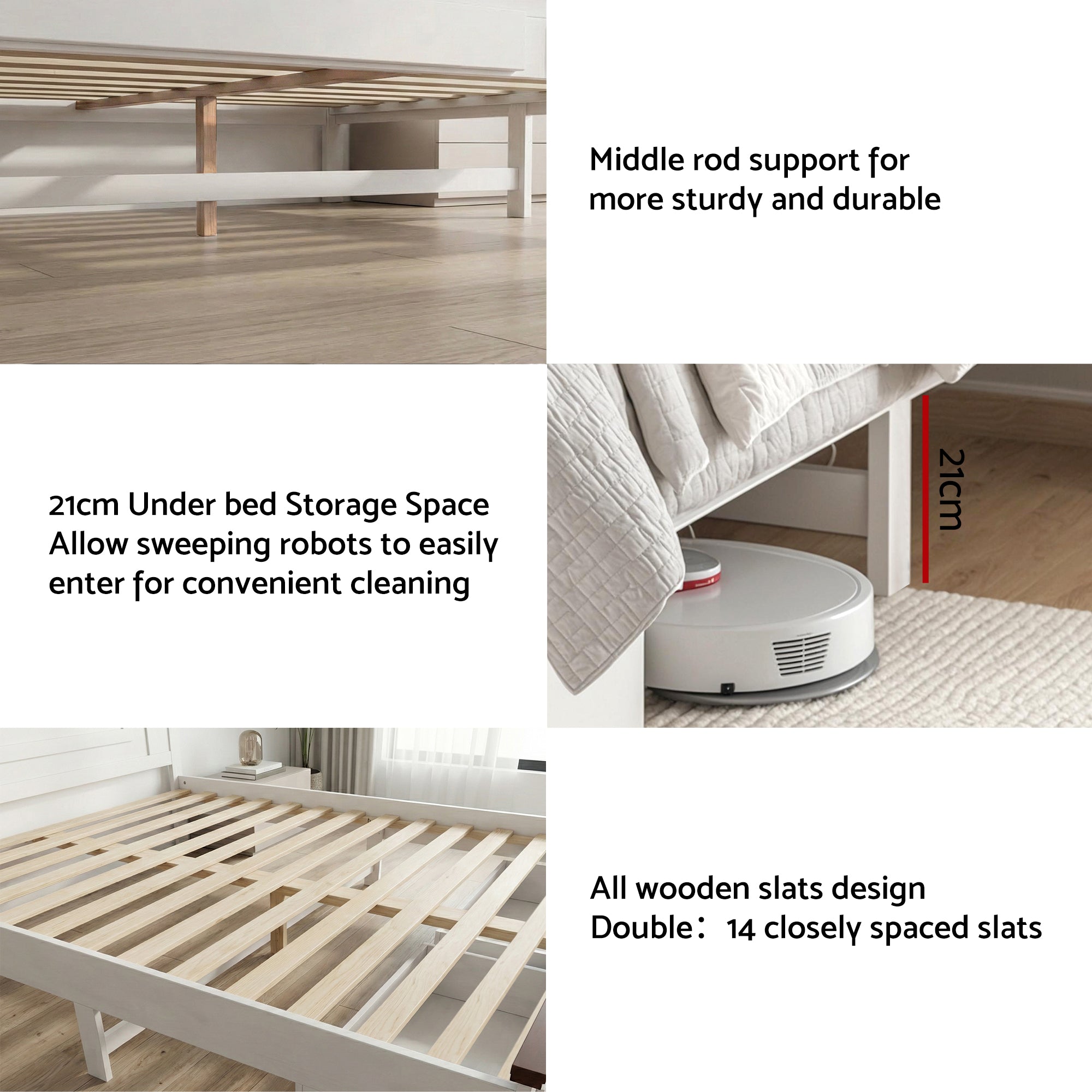 Rawson Double Bed Frame with Storage Drawers and Tall Headboard - White