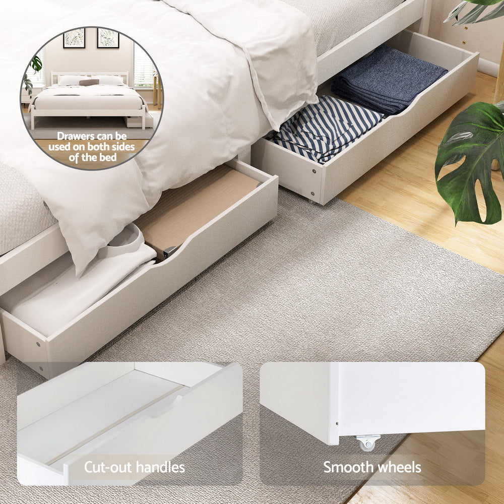 Somerleigh Queen Bed Frame with Two Storage Drawers – White