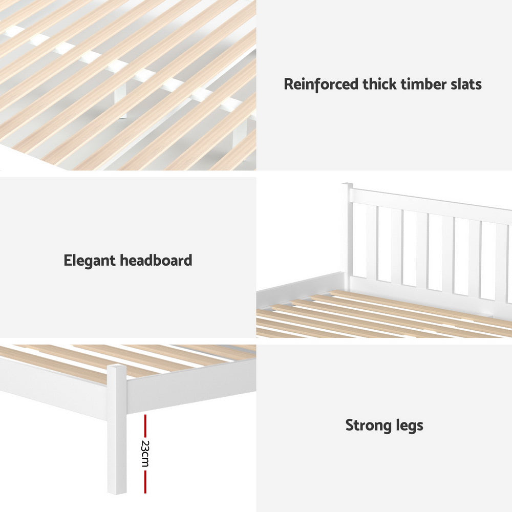 Single Package | Somerleigh Bed Frame with Storage Drawers White & Glay Bonnell Spring Mattress (Medium Firm)