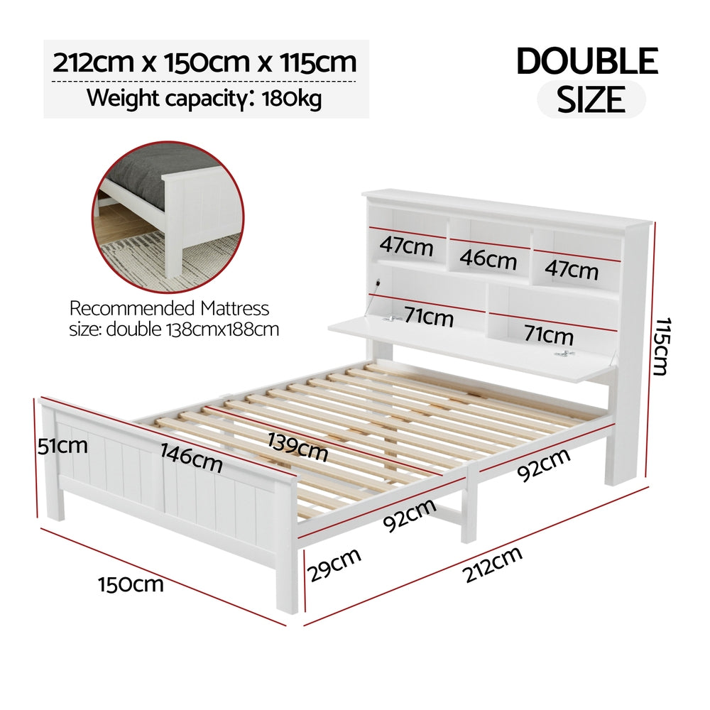 Flinders White Pine Storage Bed Frame – Double
