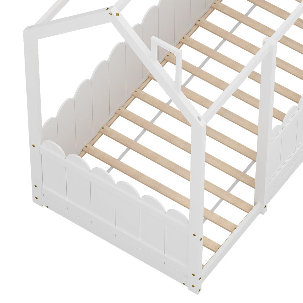 Kori House Shaped Single Wooden Bed Frame White