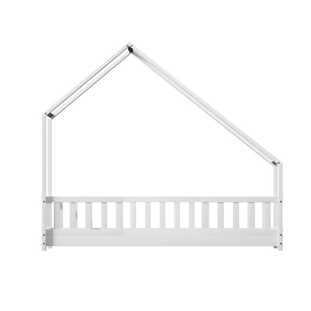 Pavo House Shaped Single Wooden Bed Frame White