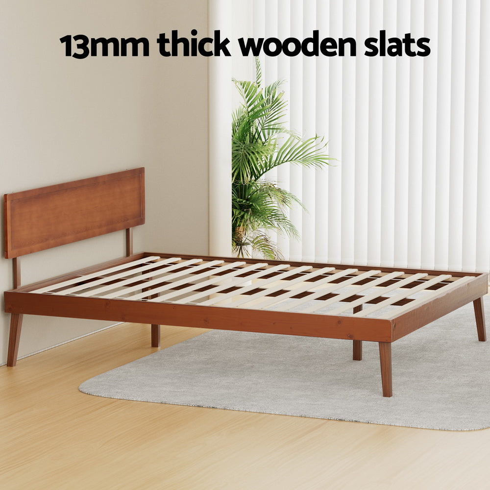 Splay Queen Wooden Bed Frame Walnut