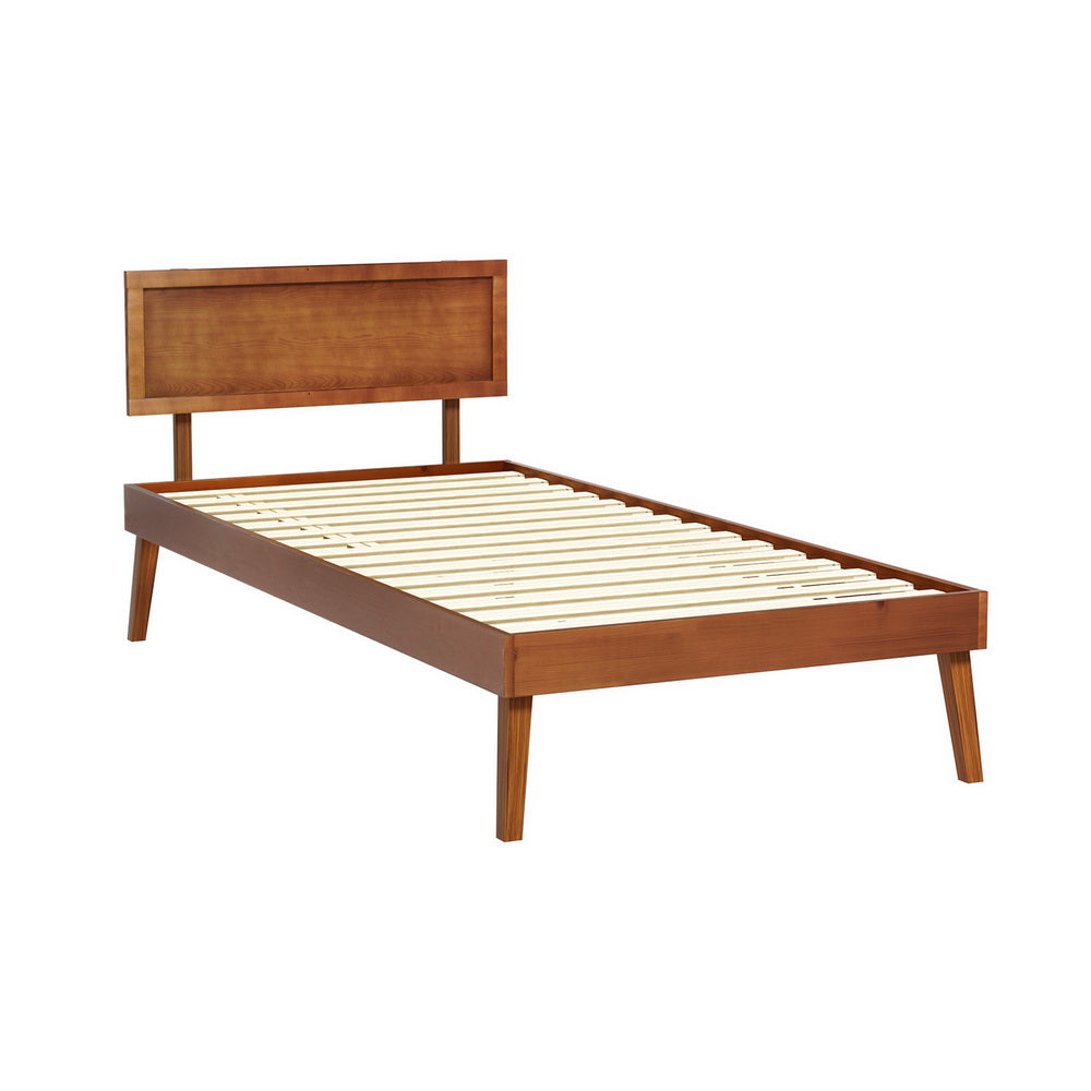 Splay Single Wooden Bed Frame Walnut
