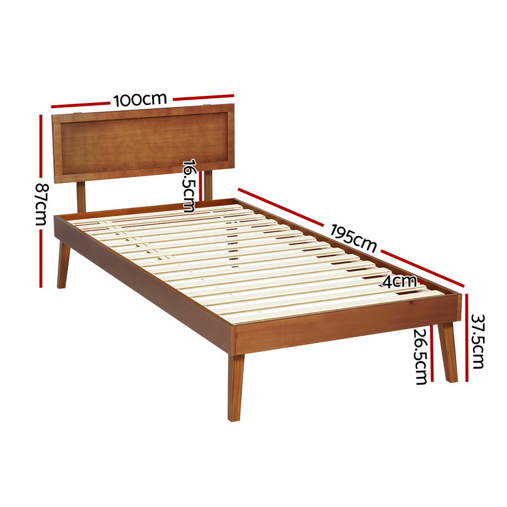 Splay Single Wooden Bed Frame Walnut