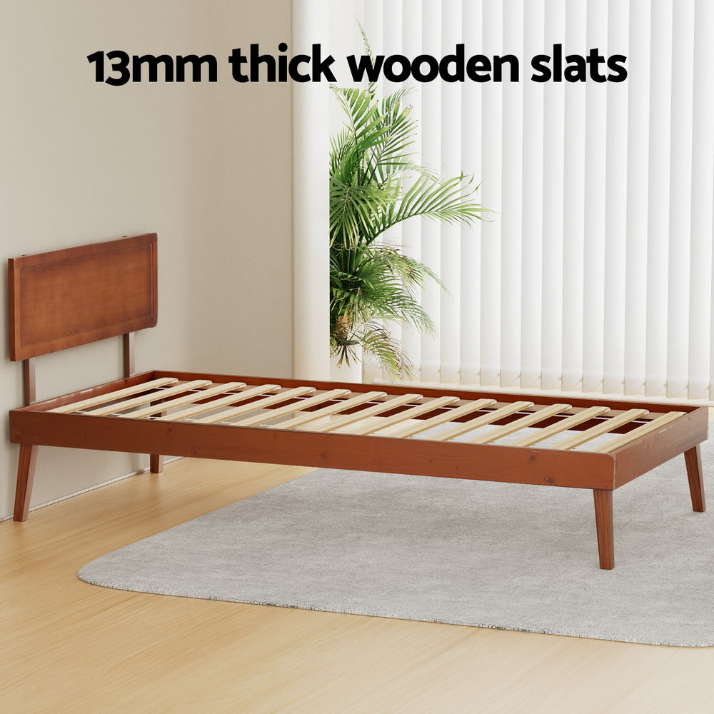 Splay Single Wooden Bed Frame Walnut