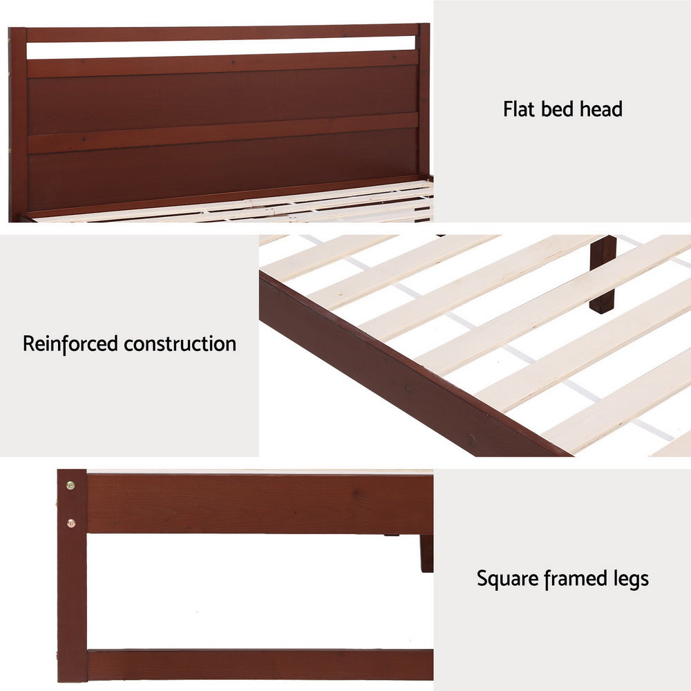 Witton King Single Wooden Bed Frame Walnut with flat headboard, reinforced slats, and square framed legs for bedroom furniture
