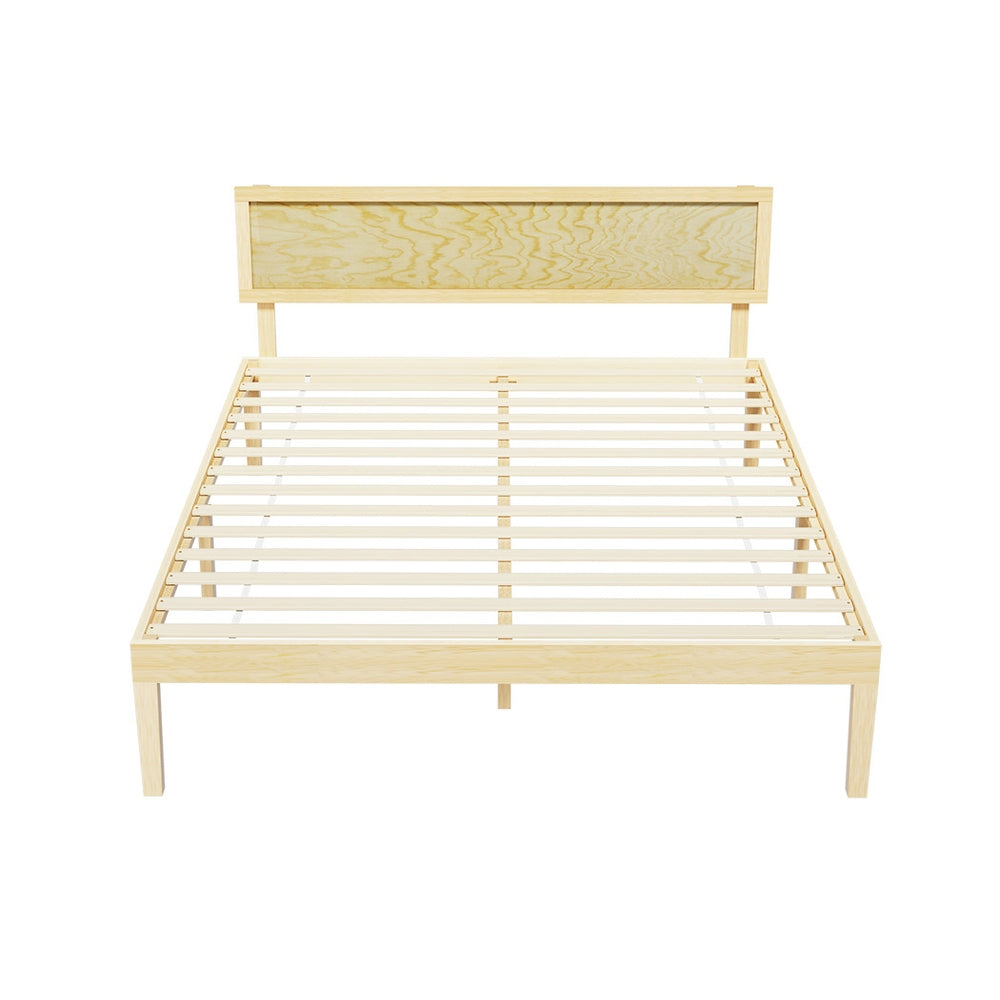 Yumi Solid Pinewood Double Bed Frame