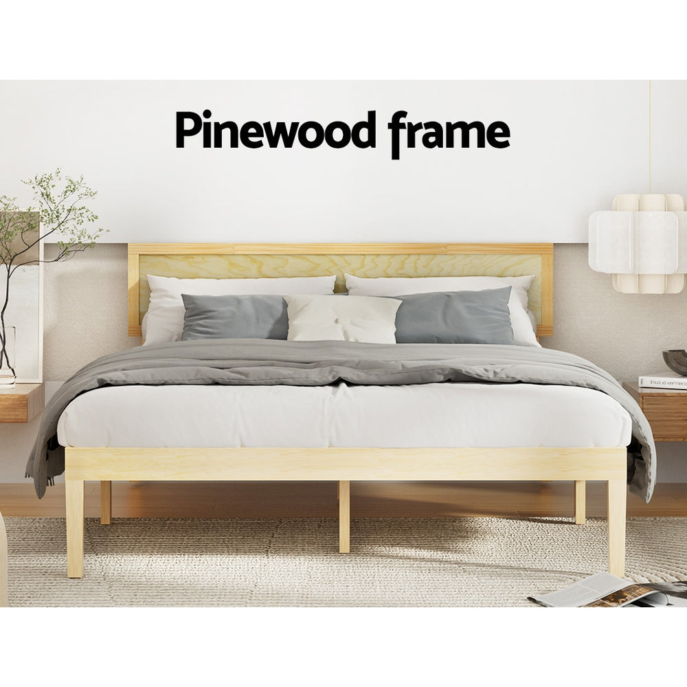 Yumi Solid Pinewood Double Bed Frame