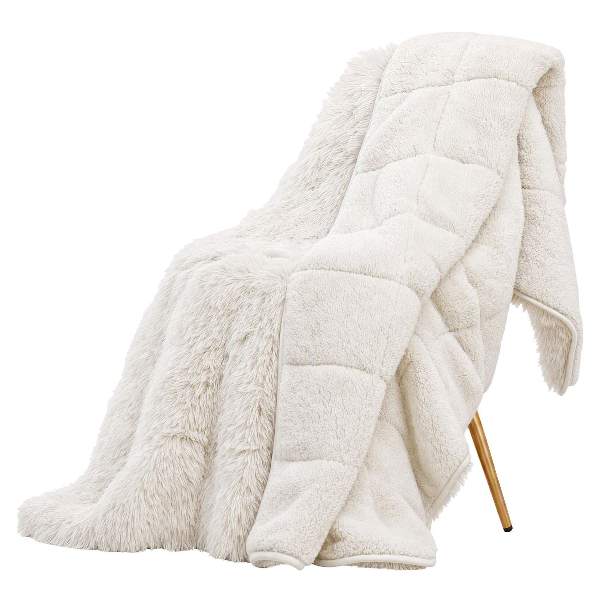 Faux Fur Weighted Blanket 11kg 152x203cm - Cream