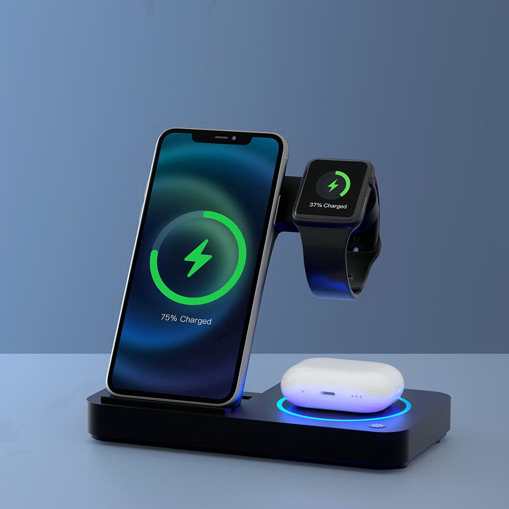 4-in-1 Wireless Bedside Charger Station - Black