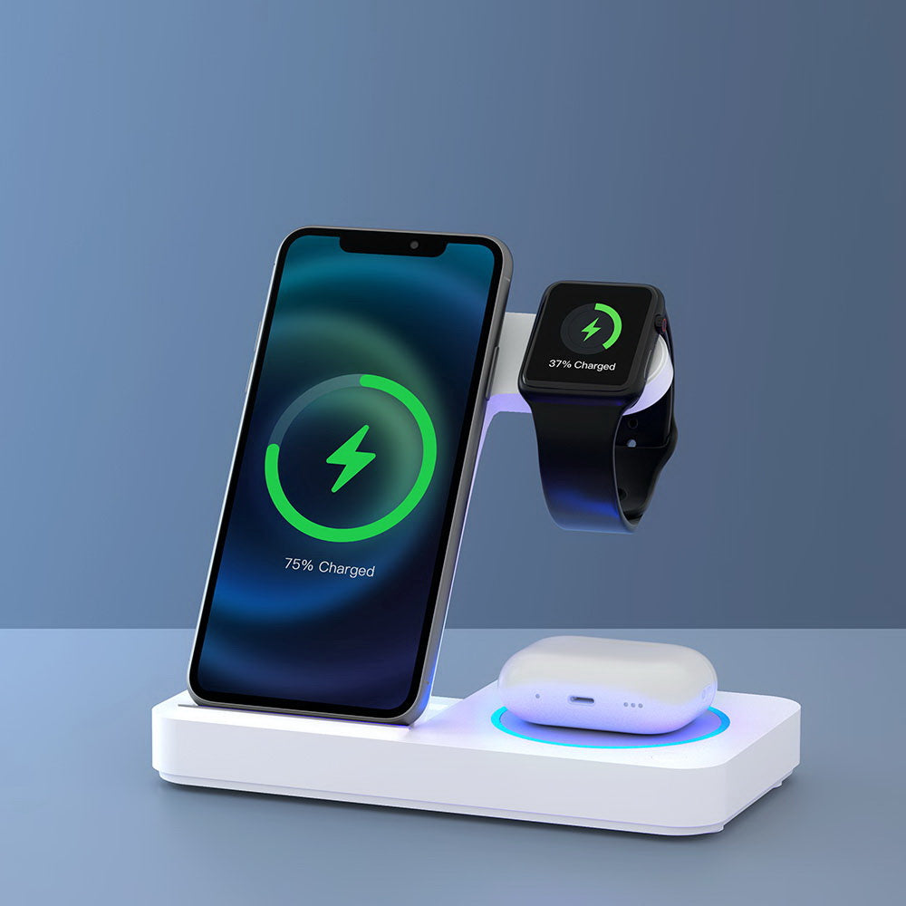 4-in-1 Wireless Bedside Charger Station - White