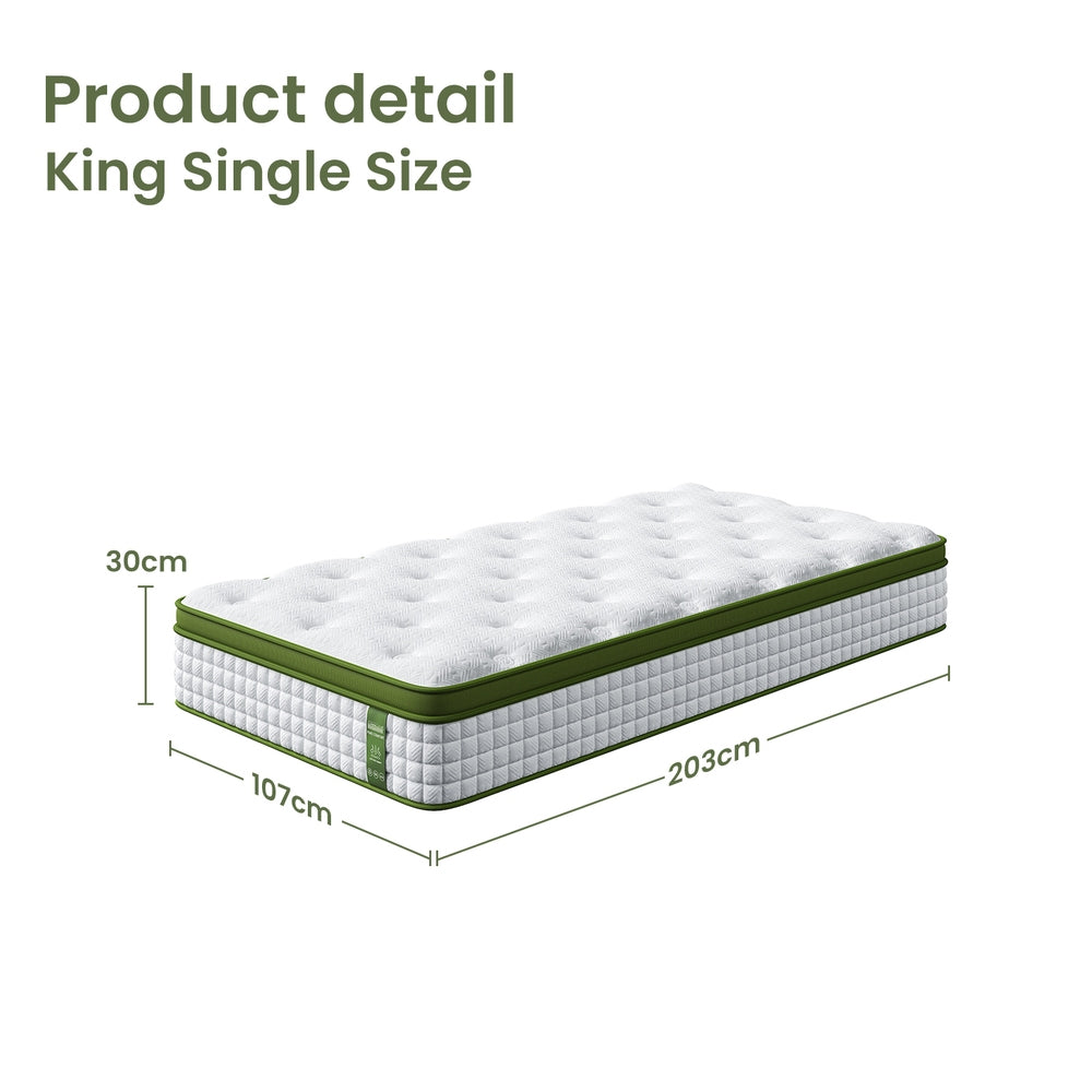 Pressure Relief Euro Top Pocket Spring Hybrid Mattress 30cm – King Single