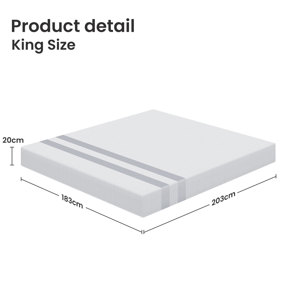King Memory Foam Mattress 20cm Cooling Gel Foam Mattress in a Box Medium Soft Feel