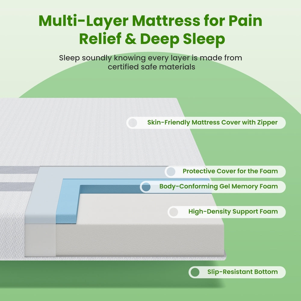 Double Memory Foam Mattress 25cm Cooling Gel Foam Mattress in a Box Medium Feel