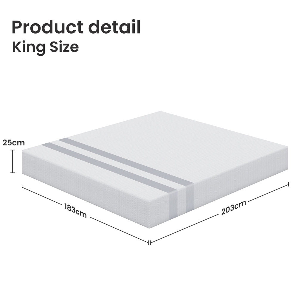 King Memory Foam Mattress 25cm Cooling Gel Foam Mattress in a Box Medium Feel