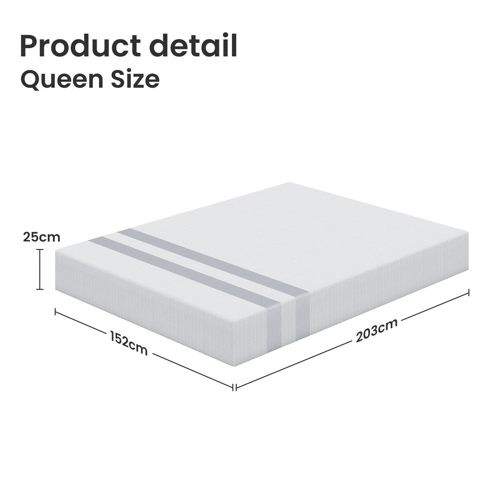 Queen Memory Foam Mattress 25cm Cooling Gel Foam Mattress in a Box Medium Feel