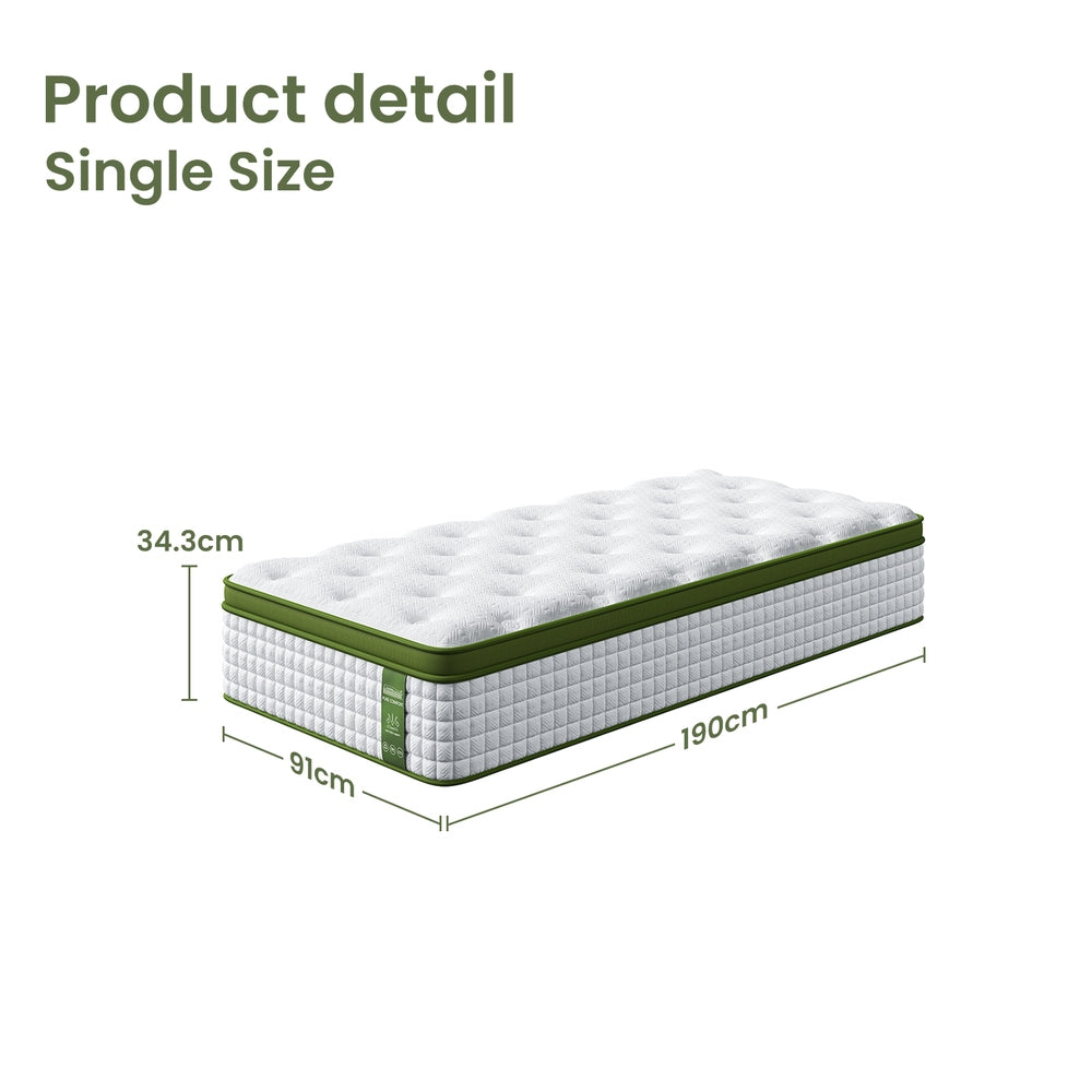 Pure Comfort Hybrid Euro Top Mattress 34cm Thick - Single