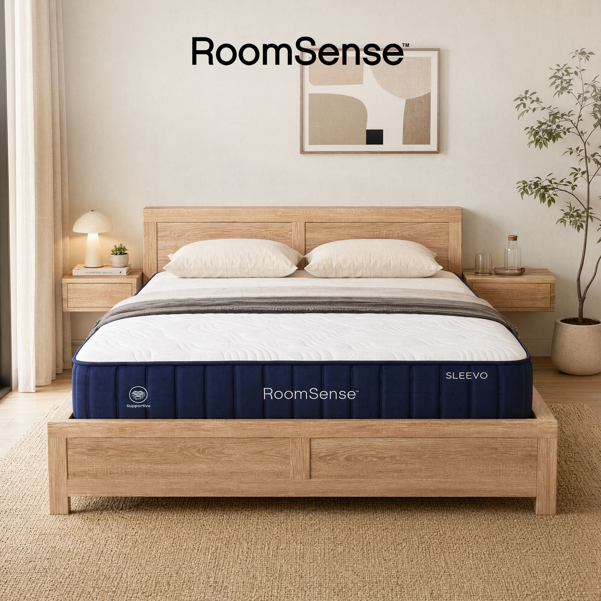 Double 26cm Firm Orthopedic Mattress and Oatmeal Wooden Bed Frame Bundle