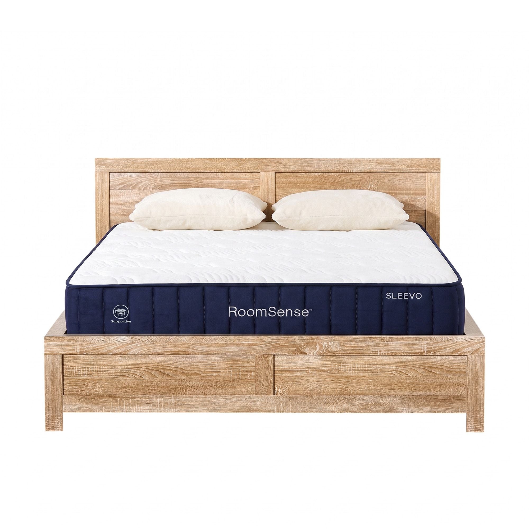 Double 26cm Firm Orthopedic Mattress and Oatmeal Wooden Bed Frame Bundle