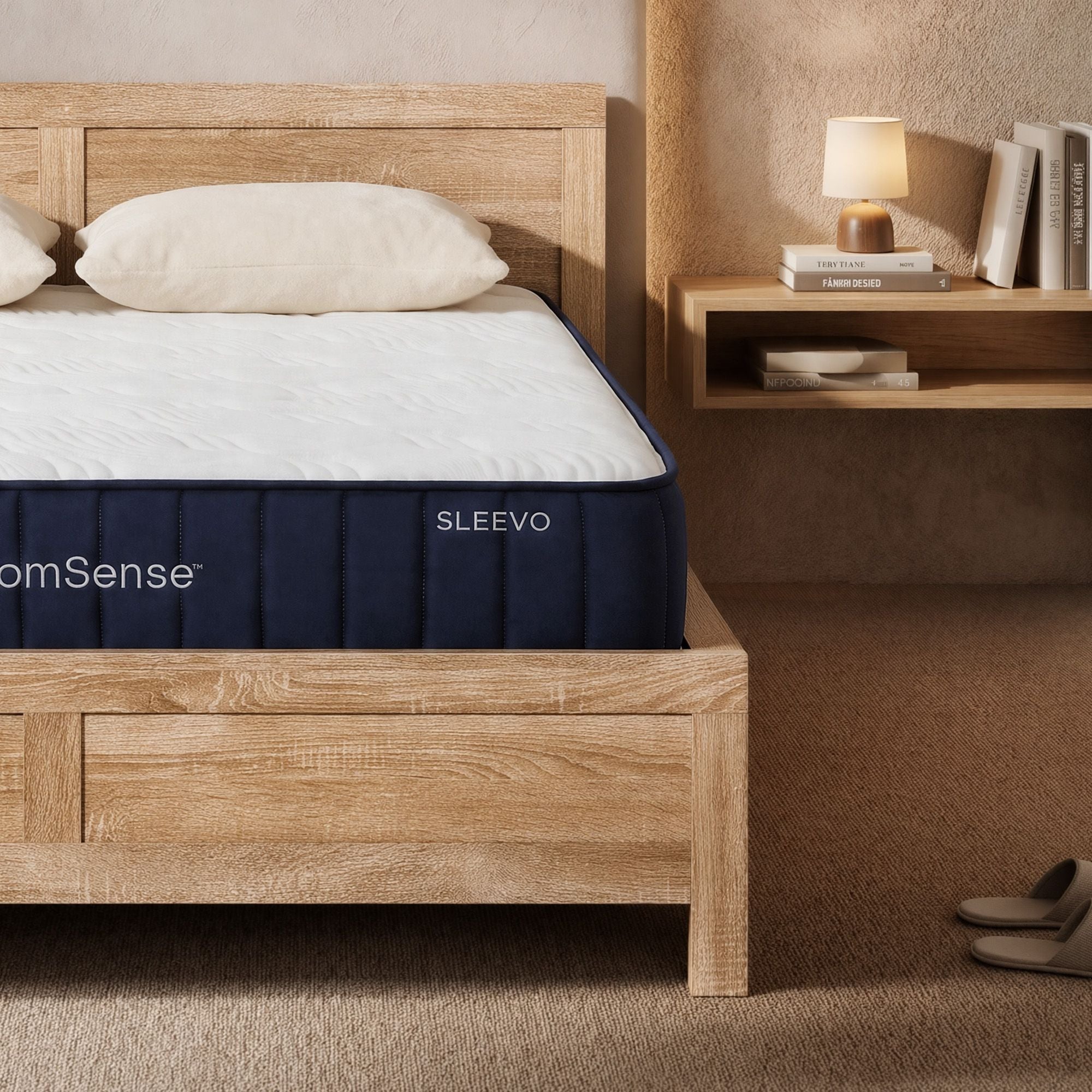 Double 26cm Firm Orthopedic Mattress and Oatmeal Wooden Bed Frame Bundle
