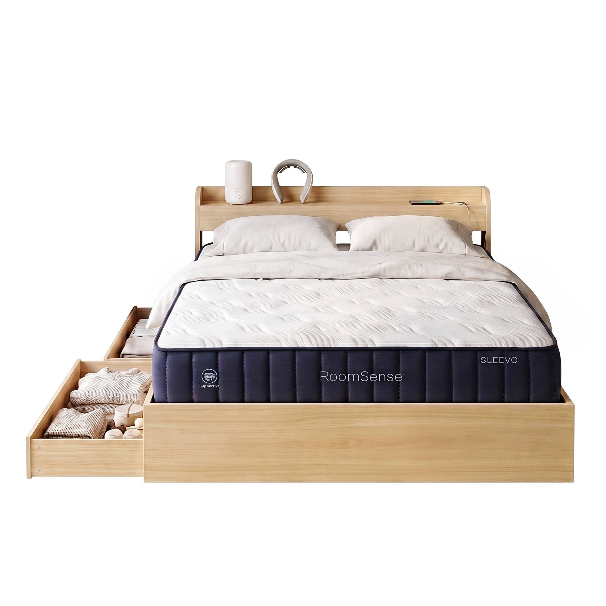 Queen 26cm Firm Mattress and Storage Bed Frame Bundle