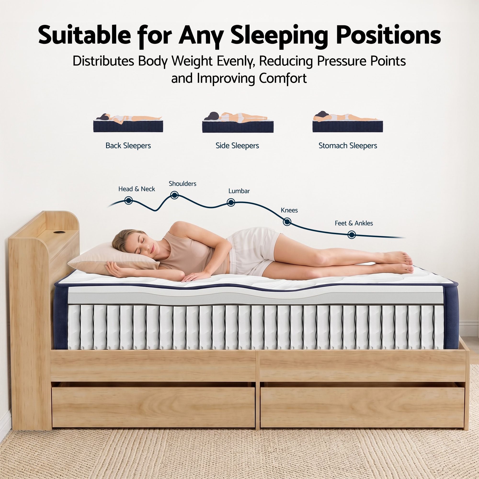 Single 26cm Firm Mattress with Storage Bed Frame - Neutral