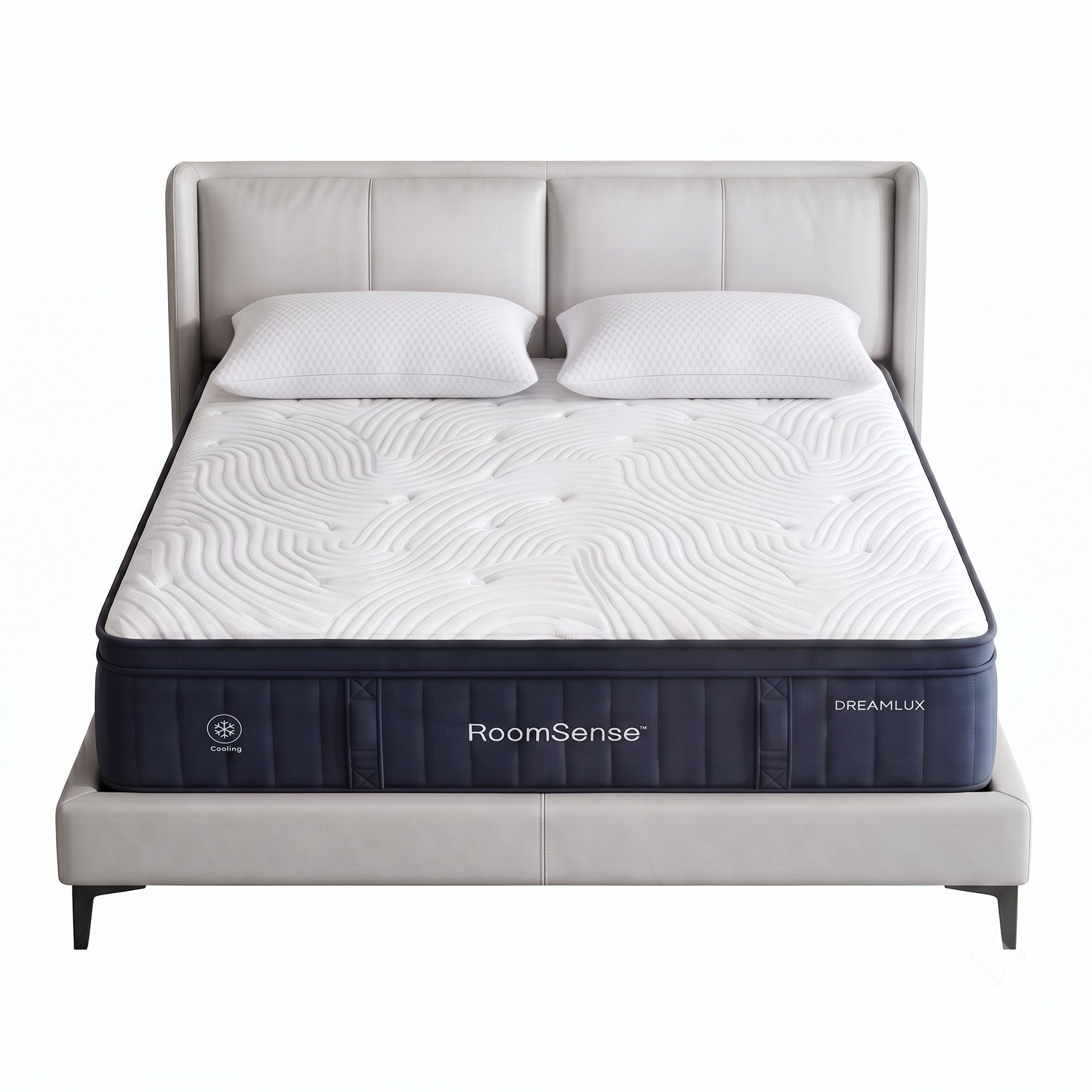 Queen 34cm Medium Soft Gel Mattress Bundle with 2 Cooling Pillows - Blue