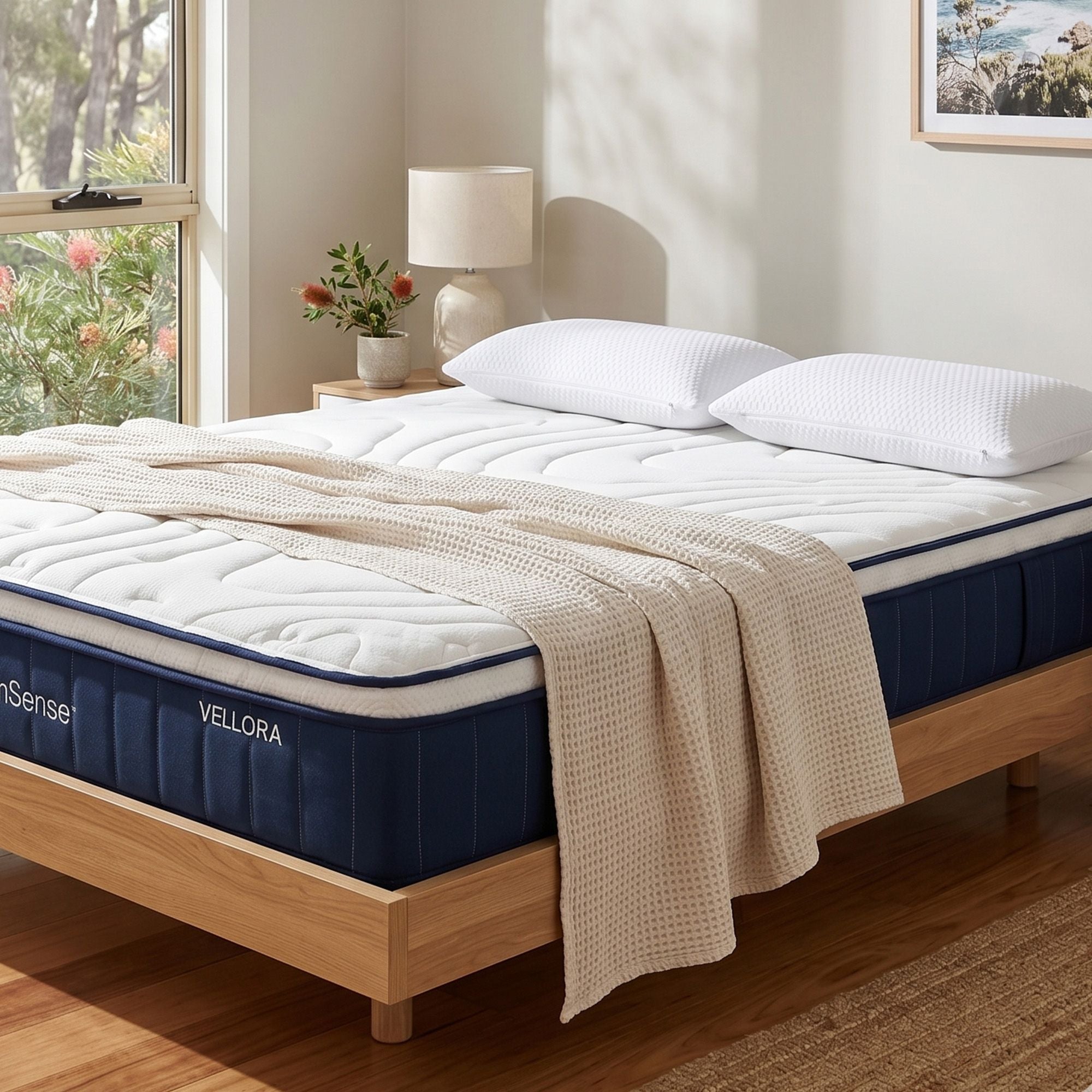 Queen 30cm Medium Firm Latex Mattress with 2 Gel Cooling Pillows