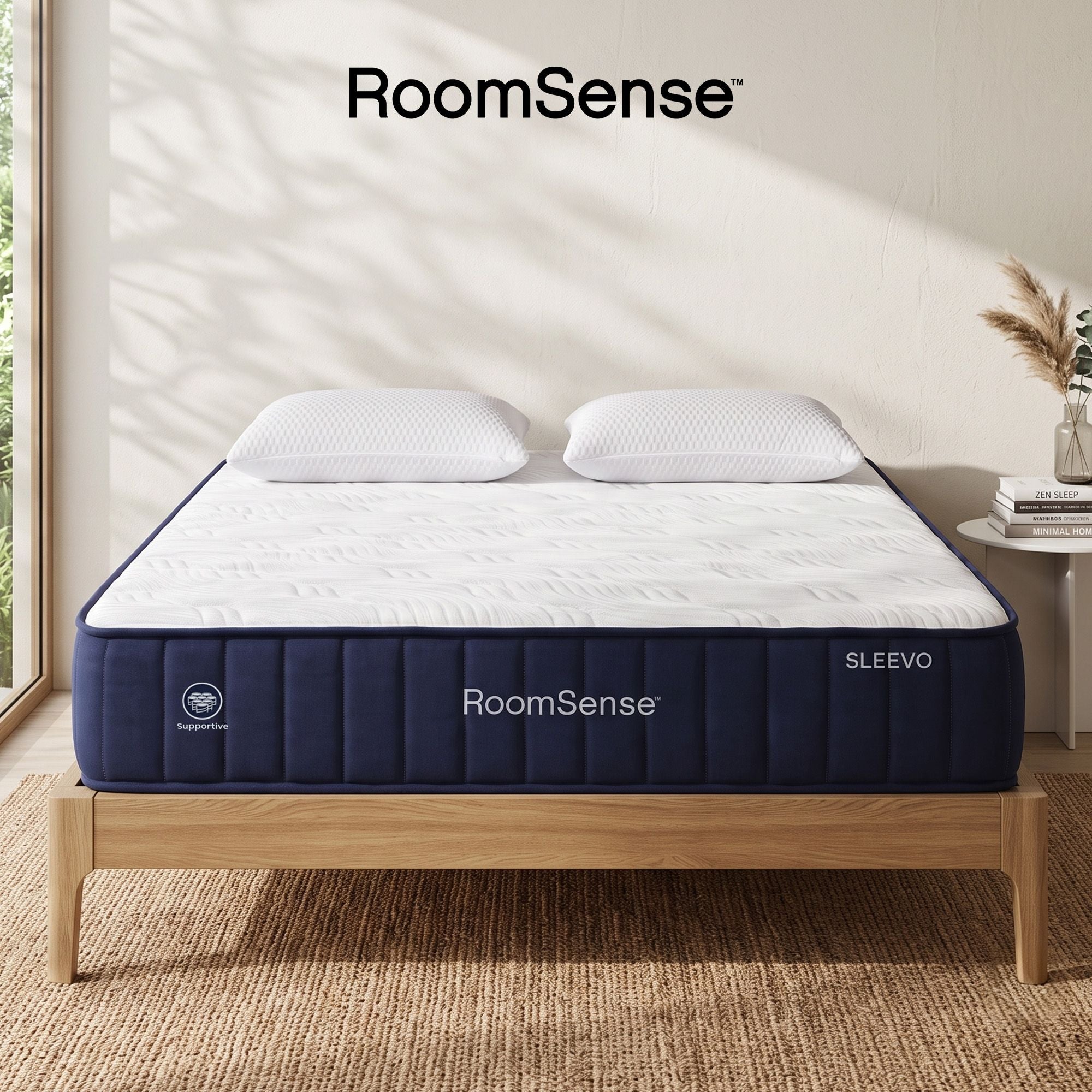 Queen 30cm Medium Firm Latex Mattress Bundle with 2 Cooling Pillows - White